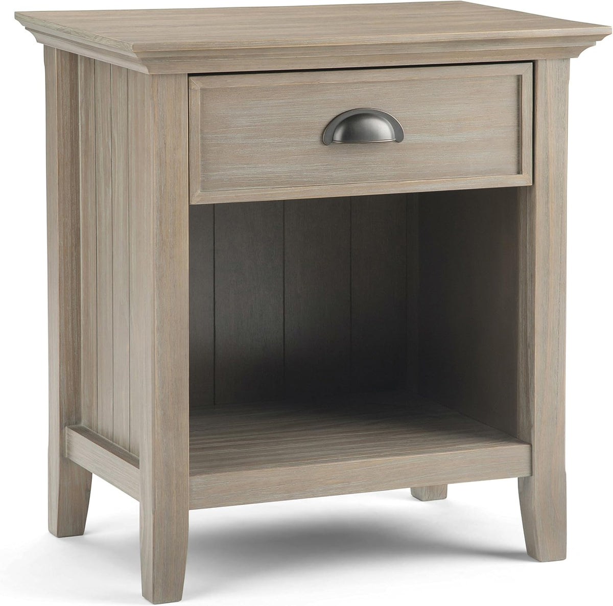 Distressed Grey Solid Wood Night Stand with 1 Drawer and 1 Shelf K379