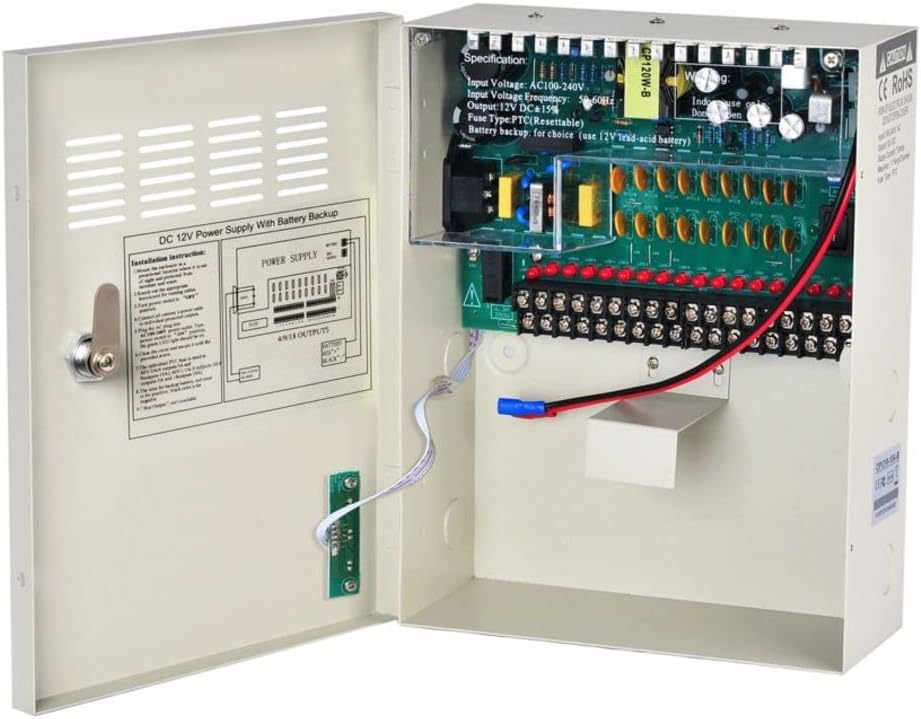 18 Channel 12V 10Amp DC Metal Boxed Cabinet Regulated UPS Power Supply Unit R610028