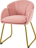 Flower Velvet Barrel Chair with Golden Metal Legs M7616