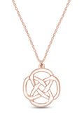 14k Rose Gold Plated 925 Sterling Silver Celtic Knot Pendant Necklace with 18" Rope Chain N8039