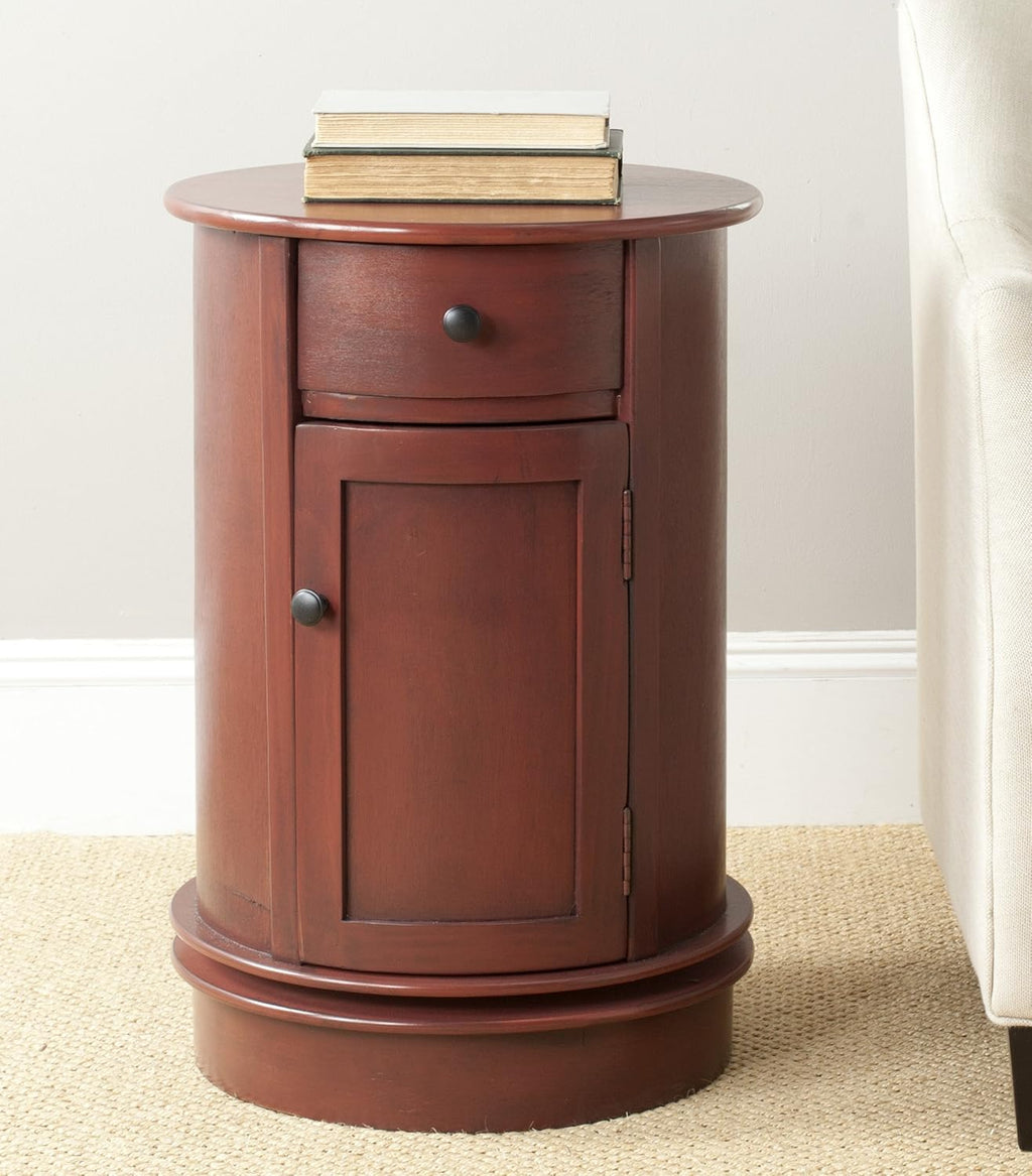 Dark Cherry Oval Swivel Storage End Table K989