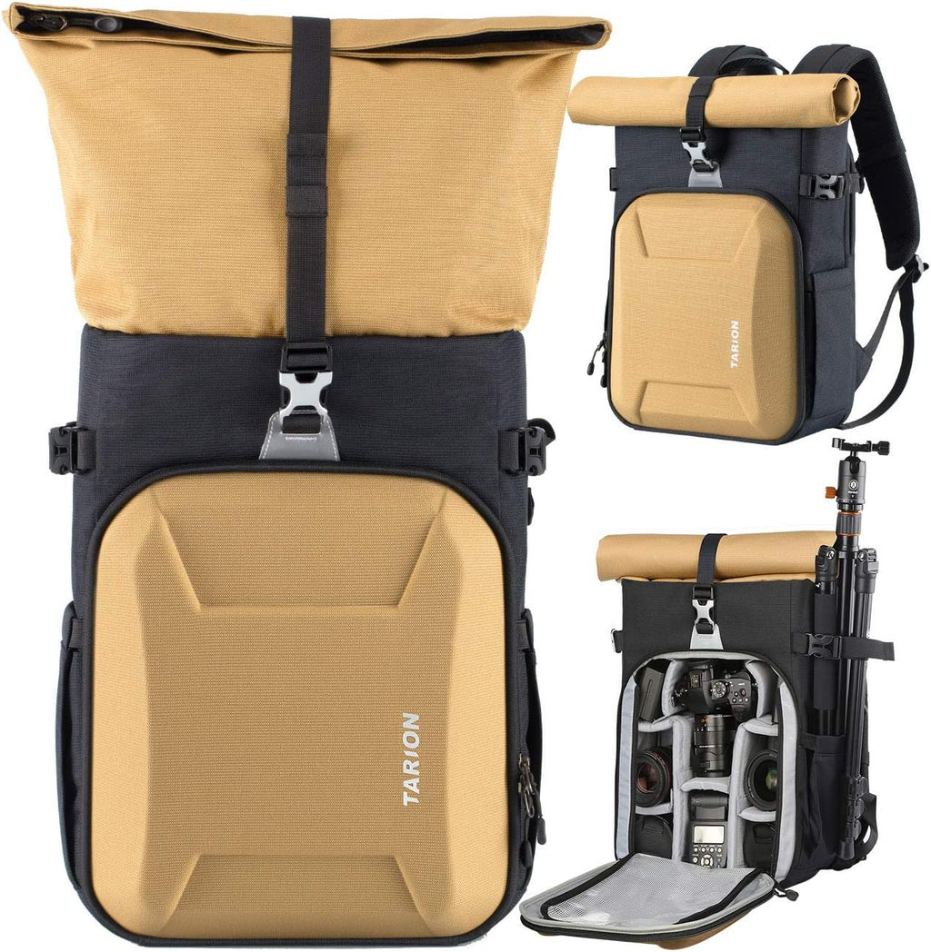 Black Canvas Camera Backpack with Removable Laptop Compartment N109