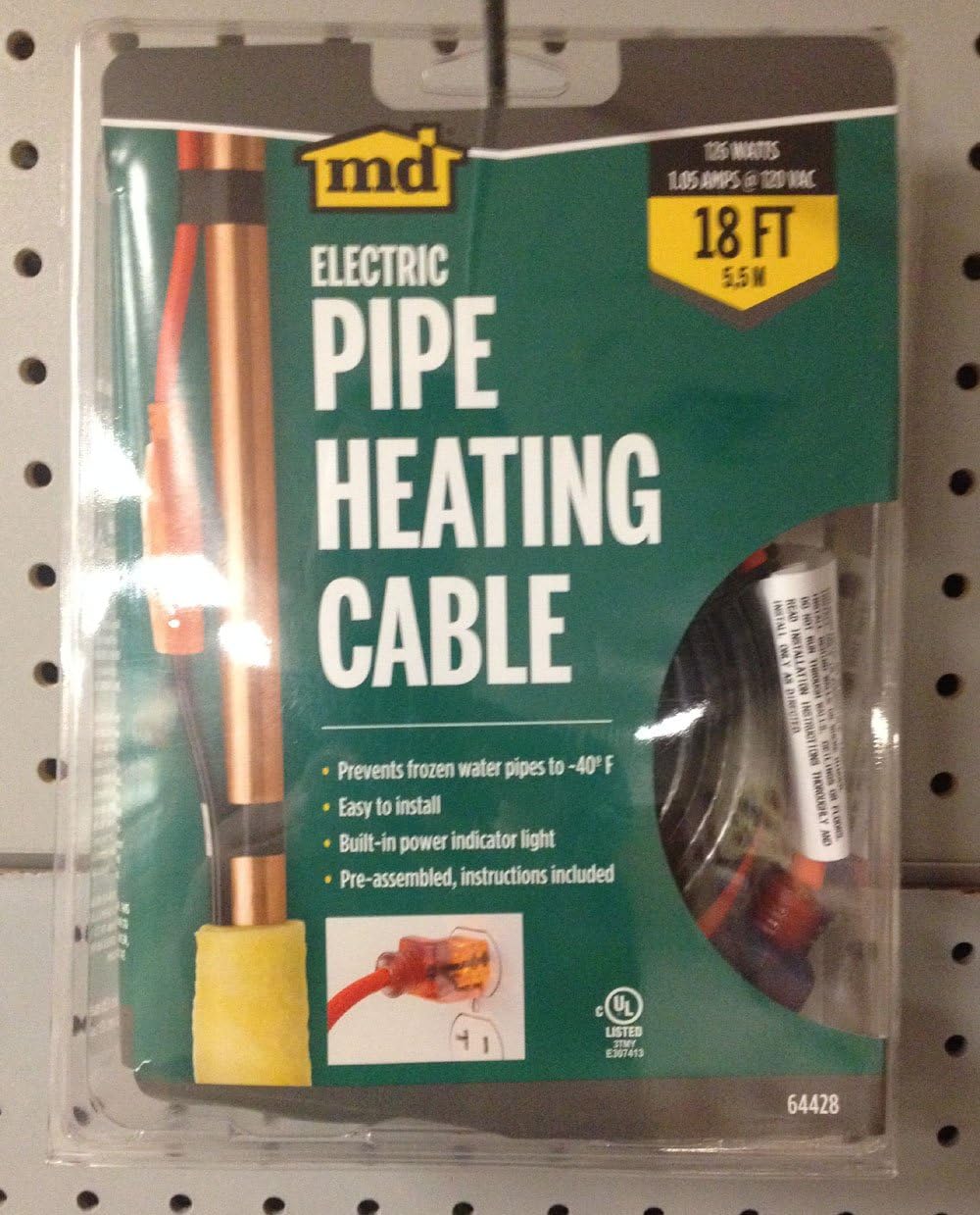 18 Ft Red Pipe Heating Cable With Thermostat A950
