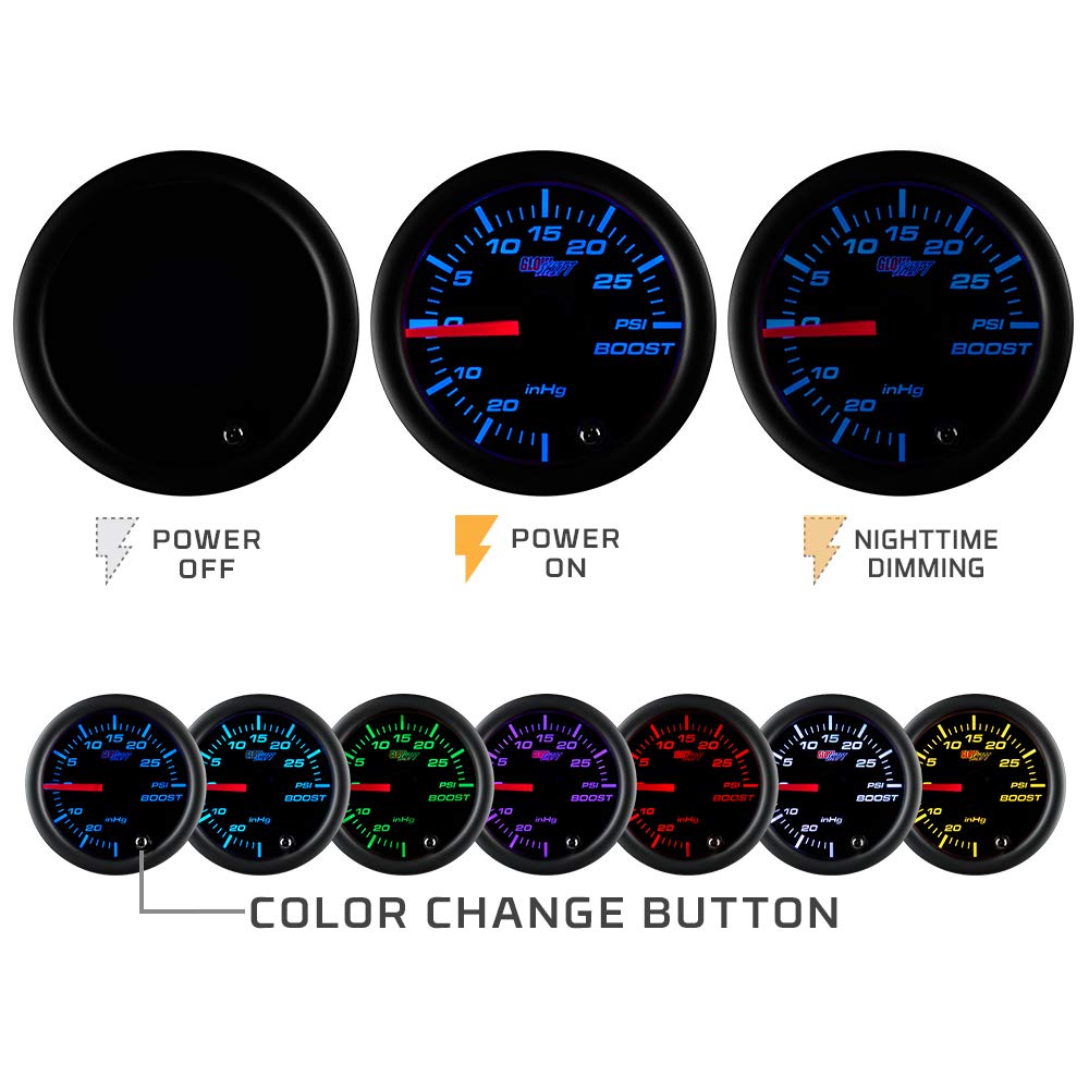 Tinted 7 Color 10,000 RPM Tachometer Gauge with Shift Light D530302