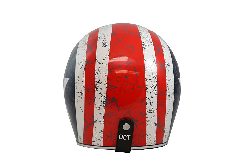 3/4 Helmet with Rebel Star Graphic (White, Medium) E5104