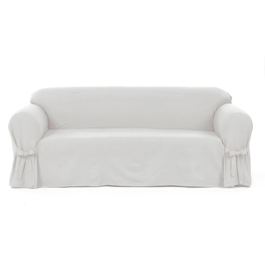 1-Piece Cotton Sofa Slipcover With Bowties V396262