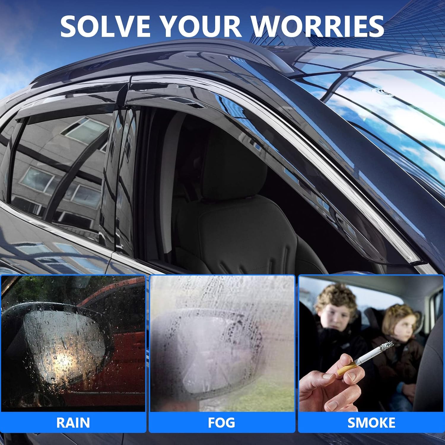 Tape-on Side Window Deflector for Ford Escape Q261792