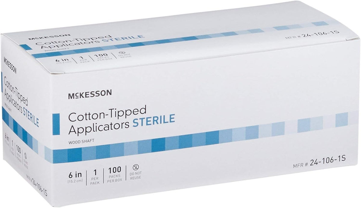 Sterile Cotton-Tipped Applicator Swabstick, Wood Shaft, 6 in, 1000 Total F391696