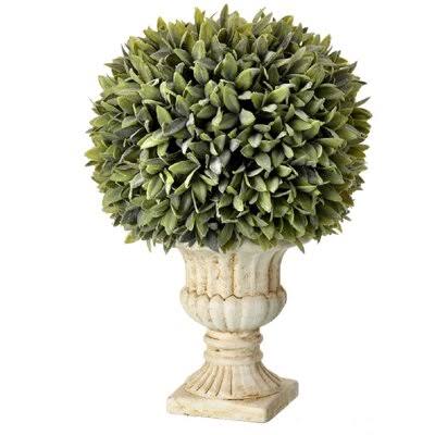 Potted Flocked Sage Ball Foliage Topiary in Urn N384