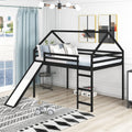 White Wood Twin Loft Bed with Slide and Staircase Storage E397374