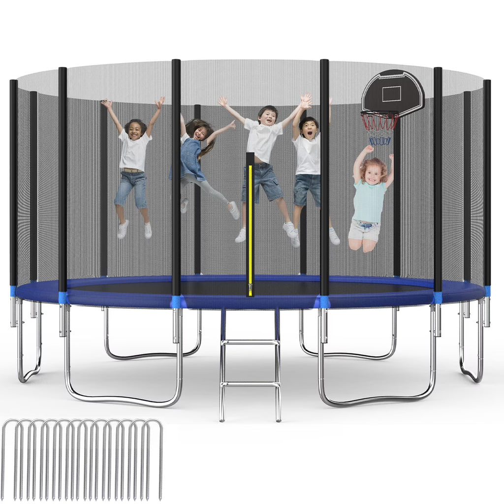 16Ft Trampoline with Basketball Board Safety Enclosure Net M299264