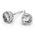 14K White Gold Round Cut Diamond Screw Back Stud Earrings I58507