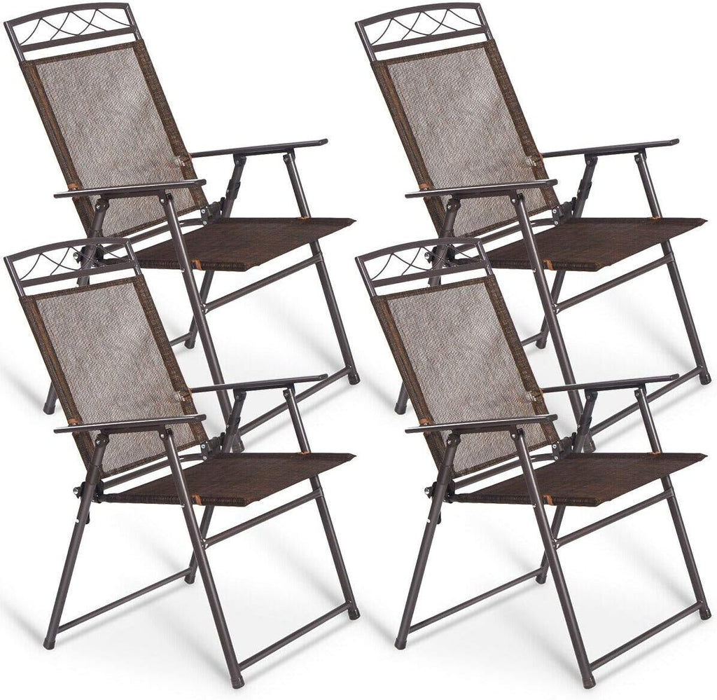 Set of 4 Patio Folding Sling Chairs Steel A1880