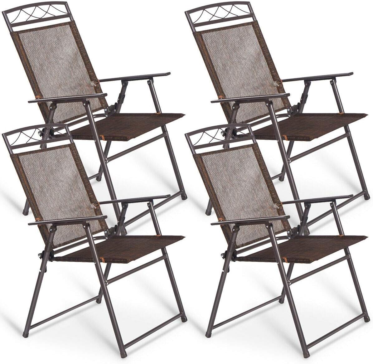 Set of 4 Patio Folding Sling Chairs Steel A1880