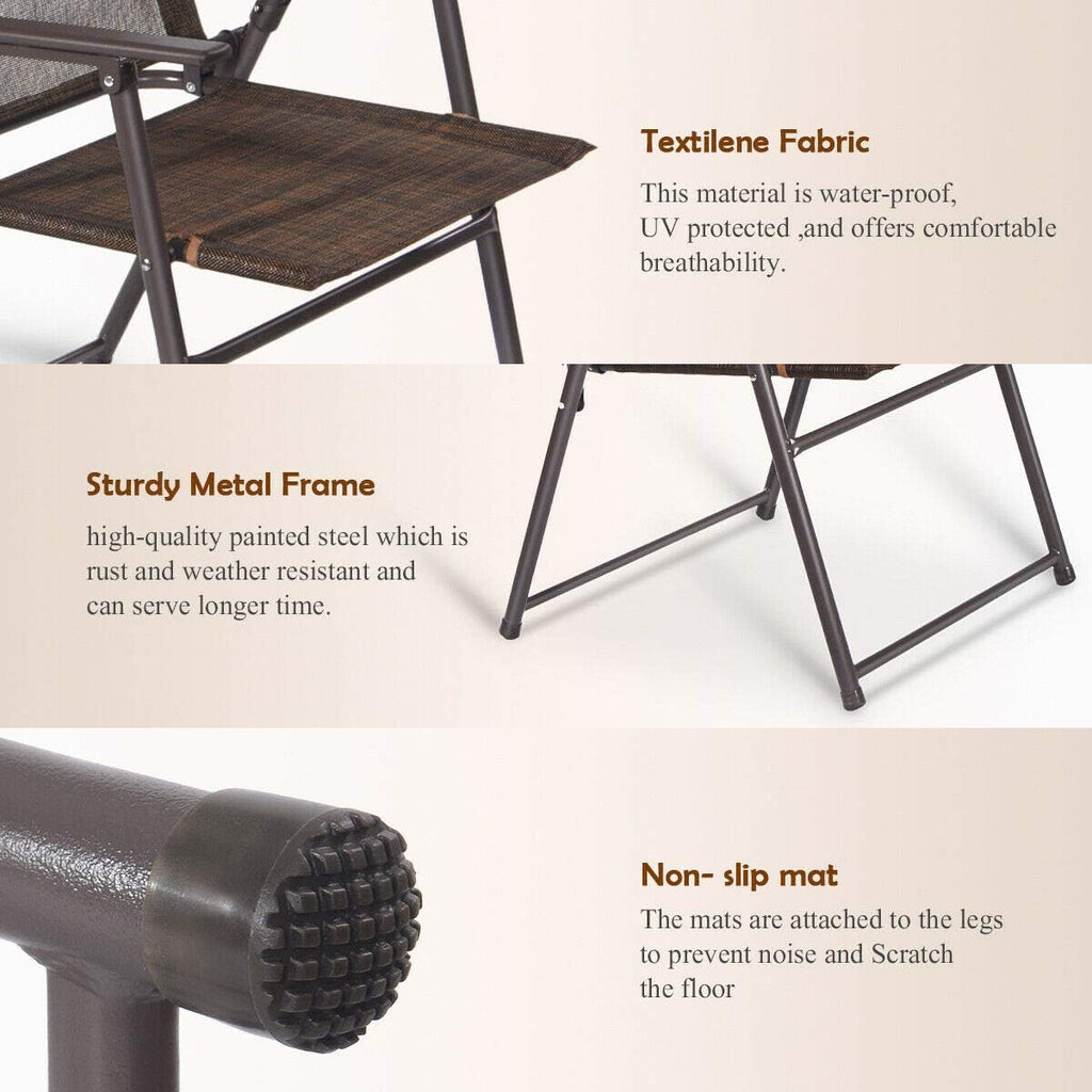 Set of 4 Patio Folding Sling Chairs Steel A1880