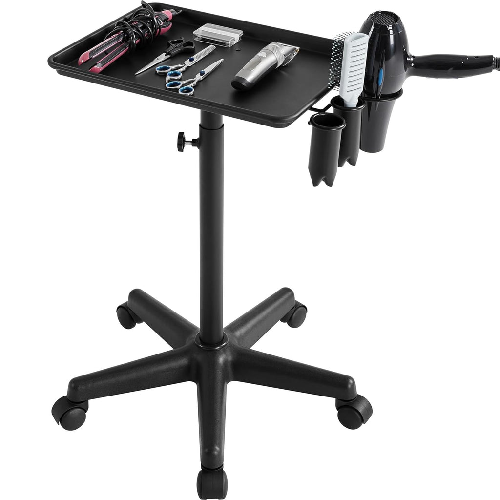 Black Rolling Aluminum Utility Cart with 5 Casters U53492