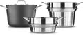 8 Quart Hard Anodized Nonstick Cookware with Lid and Steamer Inserts, Black F707