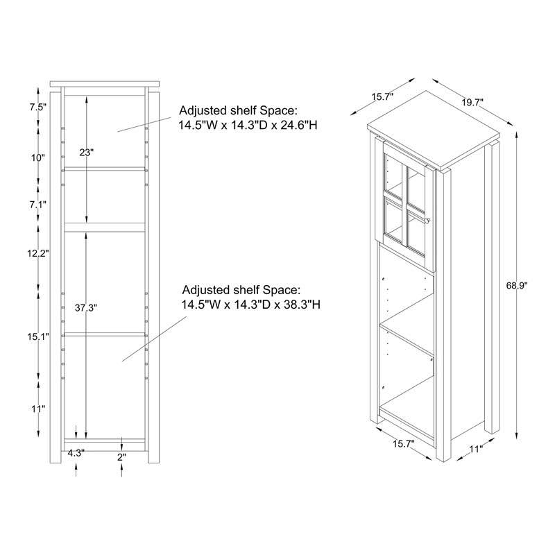 Black 4-Shelf Tower Cabinet D8147