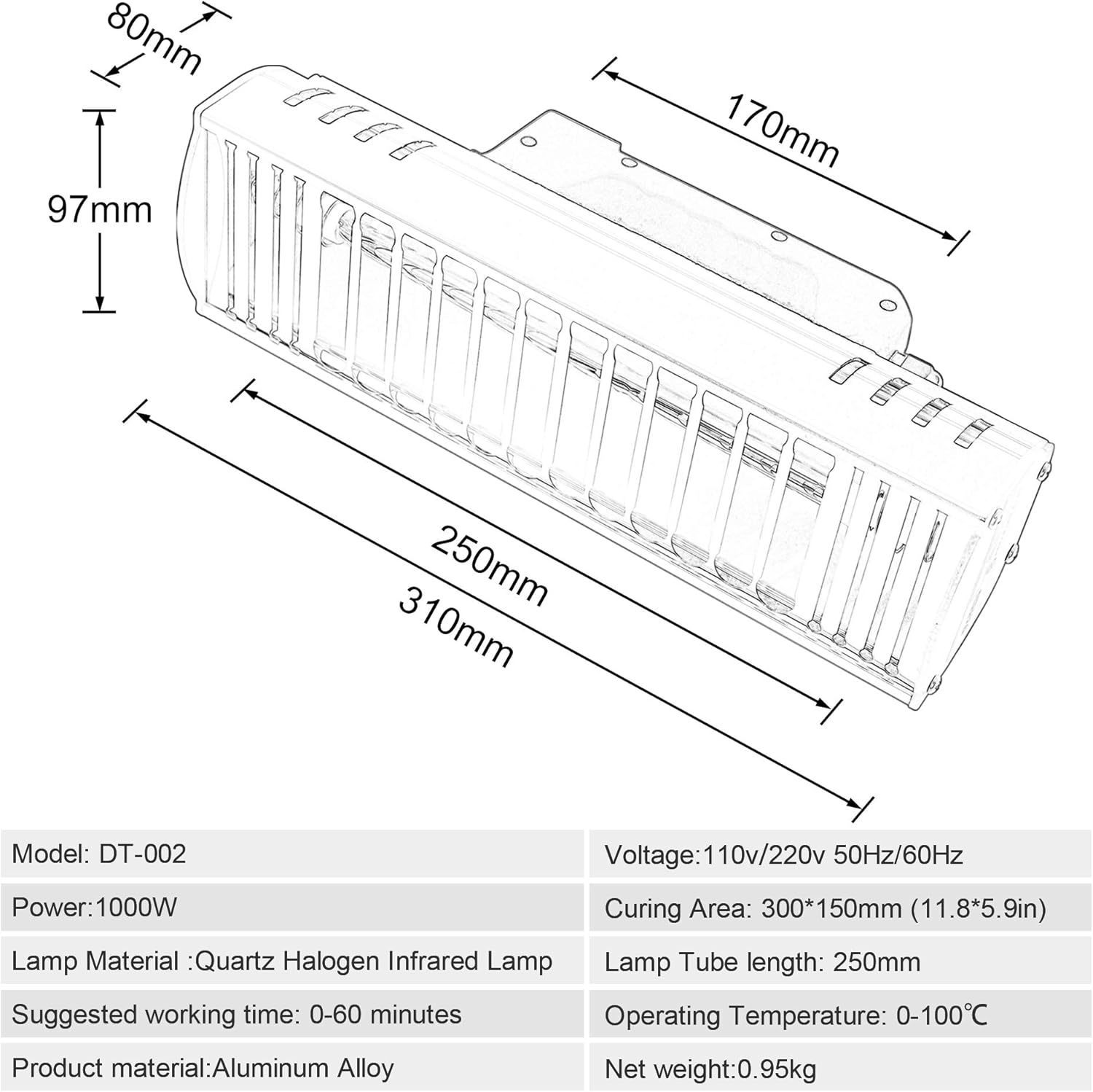 110V Handheld Infrared Paint Curing Lamp Z762