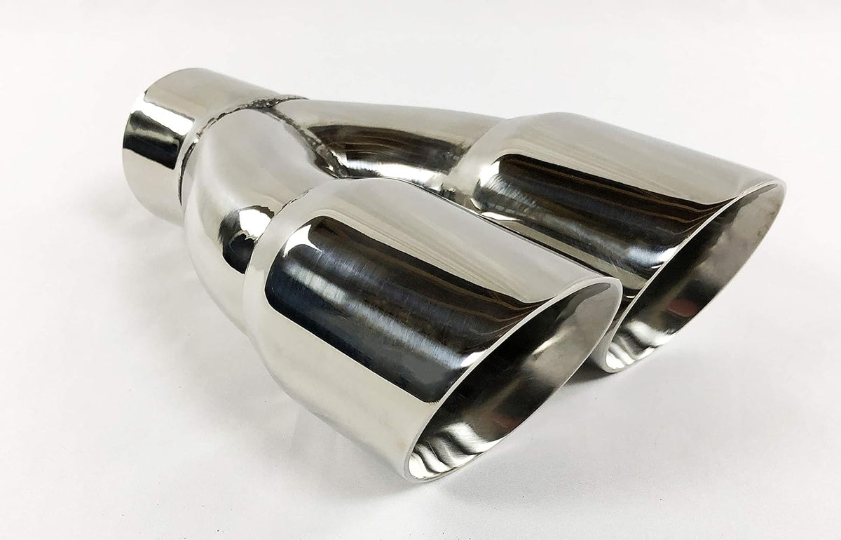Polished Stainless Double Wall Exhaust Tip 2.50" Inlet Dual 3.00 X 9.50 Long Pack of 2 V7713