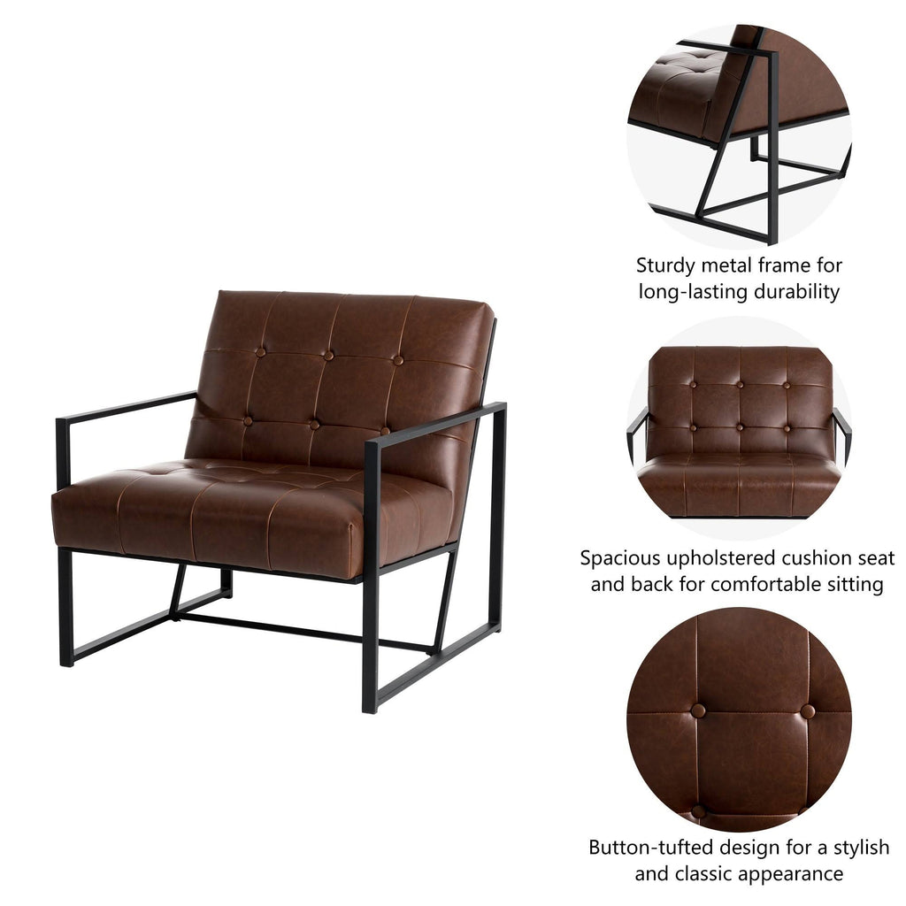 Black PU Leather Tufted Accent Chair R683