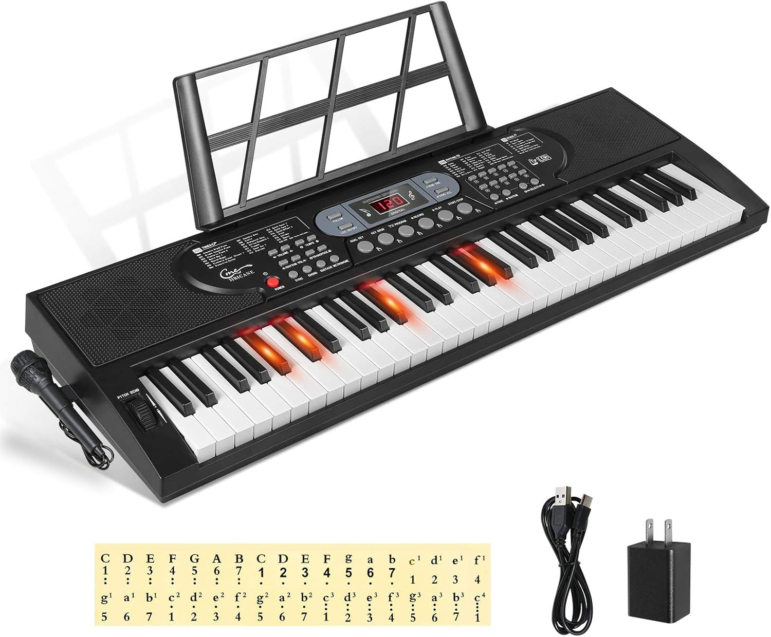 61 Key Electronic Keyboard with Lighted Keys Z1536