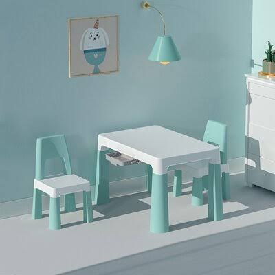 3 Piece Kids Play Table and Chair Set Green L733695