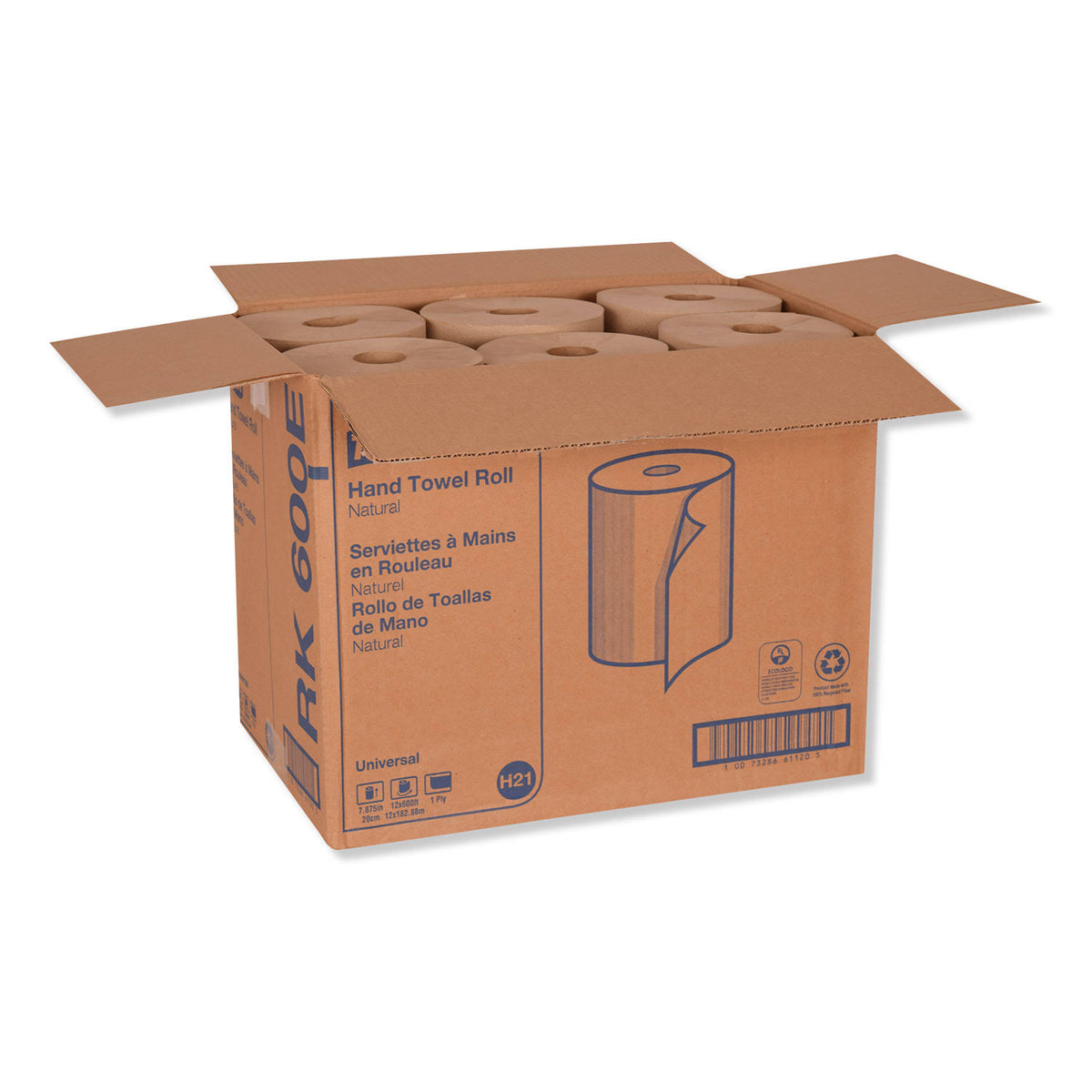 Natural 1-Ply Hardwound Roll Towel, 12/Carton Y724
