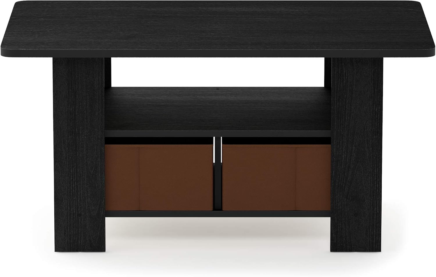 Espresso & Medium Brown End Table and Coffee Table with Bin Drawer F902