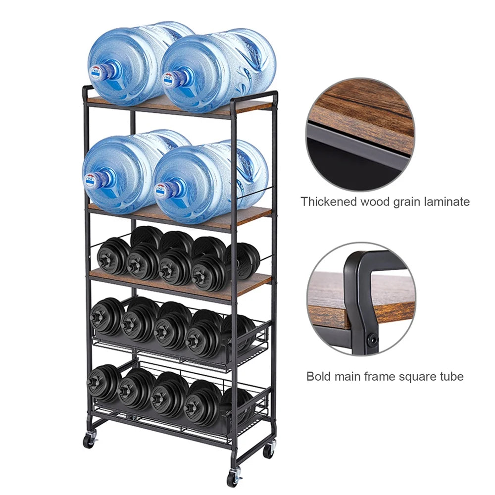 5 Tier Rolling Utility Trolley Cart with Sliding Drawers U10964