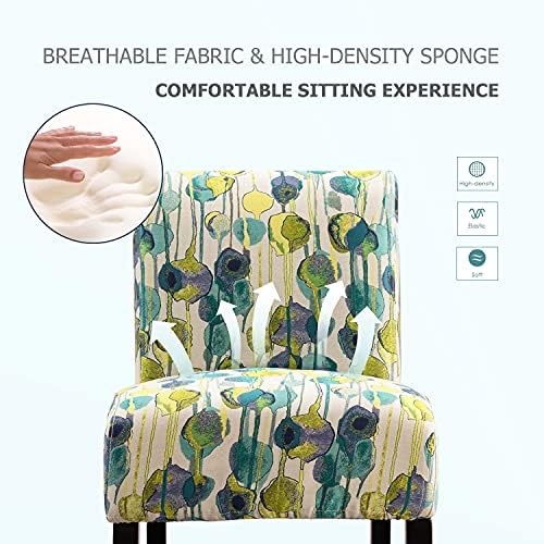 Fabric Armless Accent Chairs Set of 2 White/Blue/Floral U604