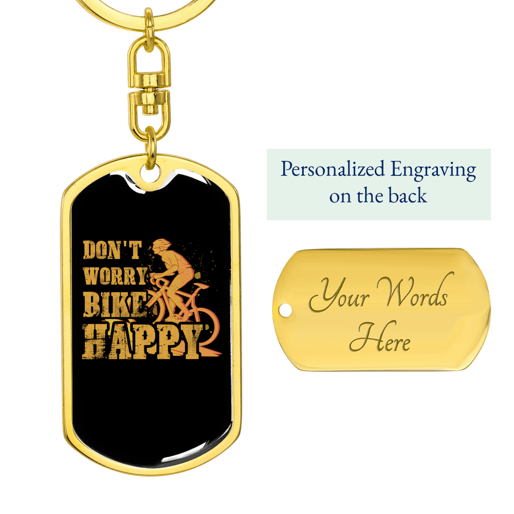 Stainless Steel or 18k Gold Swivel Dog Tag Keychain M746395