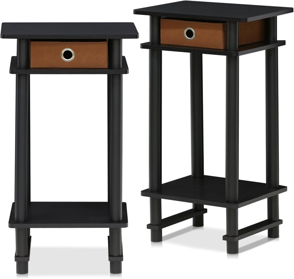 Espresso & Medium Brown End Table and Coffee Table with Bin Drawer F902