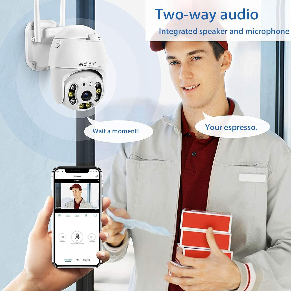 Outdoor WiFi Security Camera 2K 3MP with Motion Detection, Auto Tracking, 2-Way Audio, Color Night Vision, Weatherproof X8715