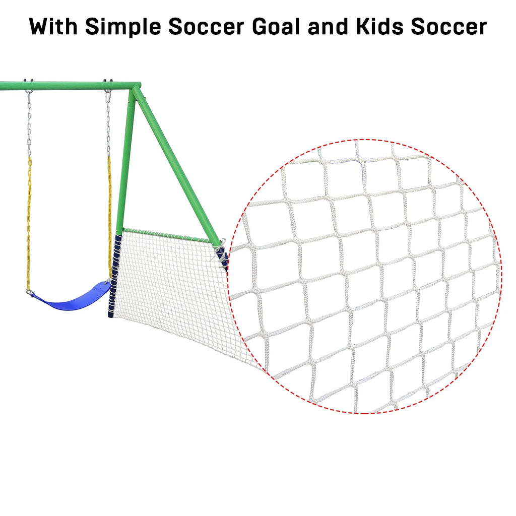 Swing Set with 32in Saucer Swing, EVA Swing Seat, Kids Basketball Hoop, Soccer Net, 440lbs Heavy Duty Anti-Rust Steel A-Frame A4642