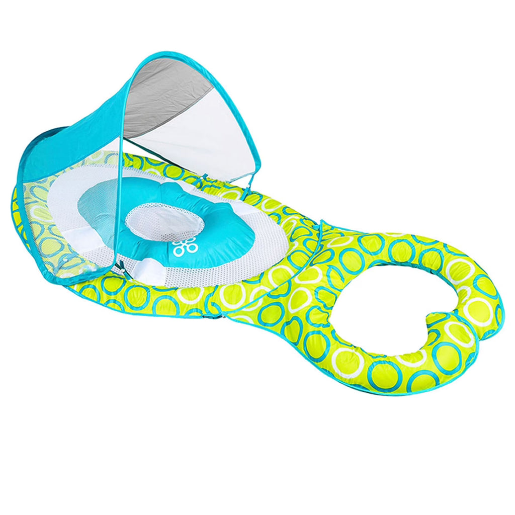 Green/Blue Inflatable Baby Spring Float with Removable UPF 50 Sun Canopy D2449