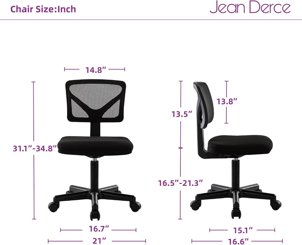 Black Armless Mesh Office Desk Chair with Swivel Casters Y44267