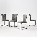 Vintage Fabric Dining Chairs Set of 4 with Handle, High Back Chair, Armless Cantilever Chairs, Grey Y288