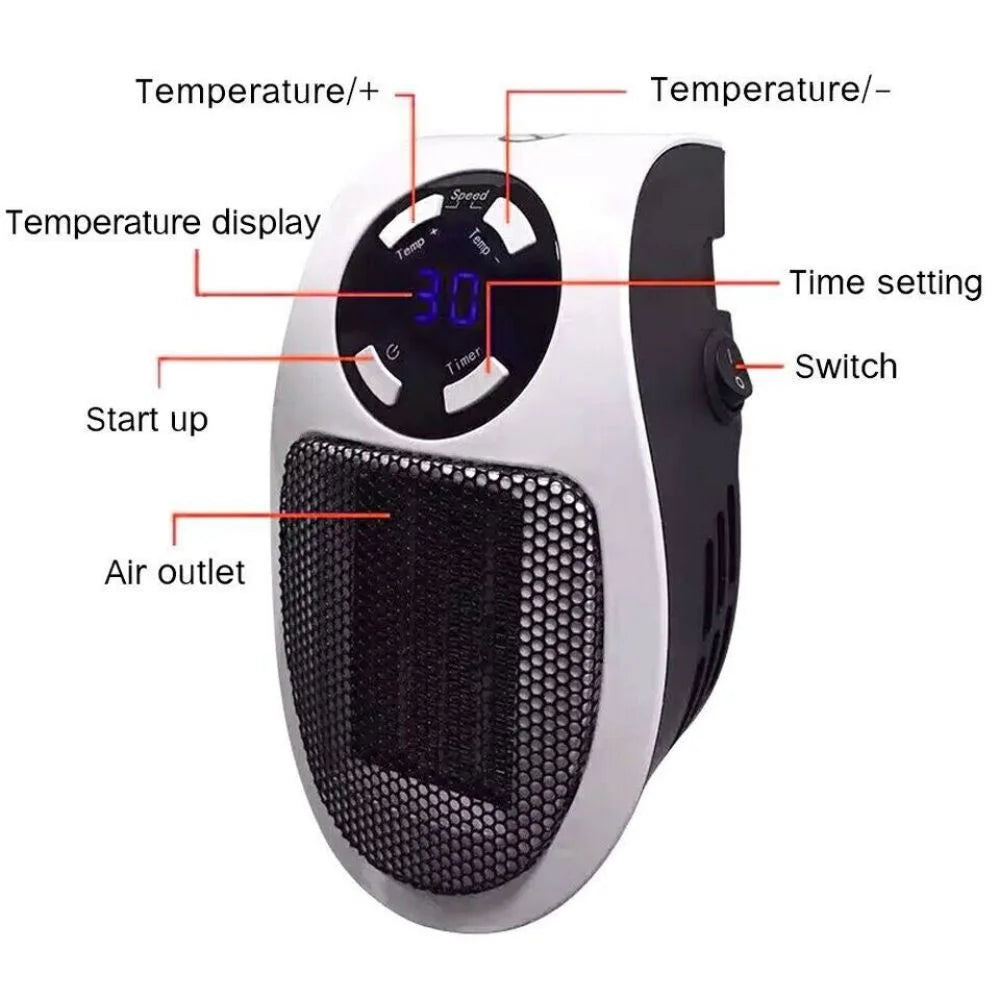 Portable Mini Electric Wall Heater with Timer E926982