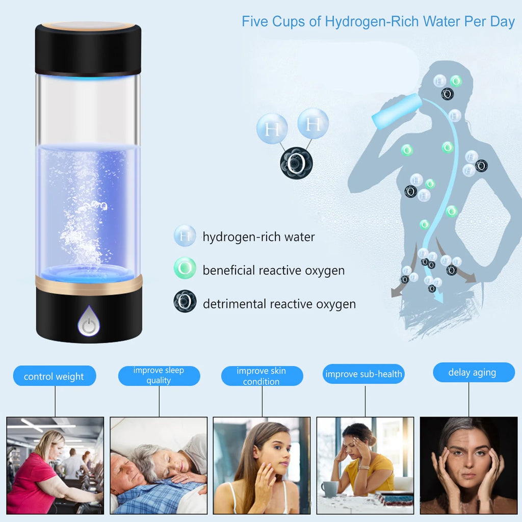 USB Rechargeable Hydrogen Rich Water Generator Bottle D775