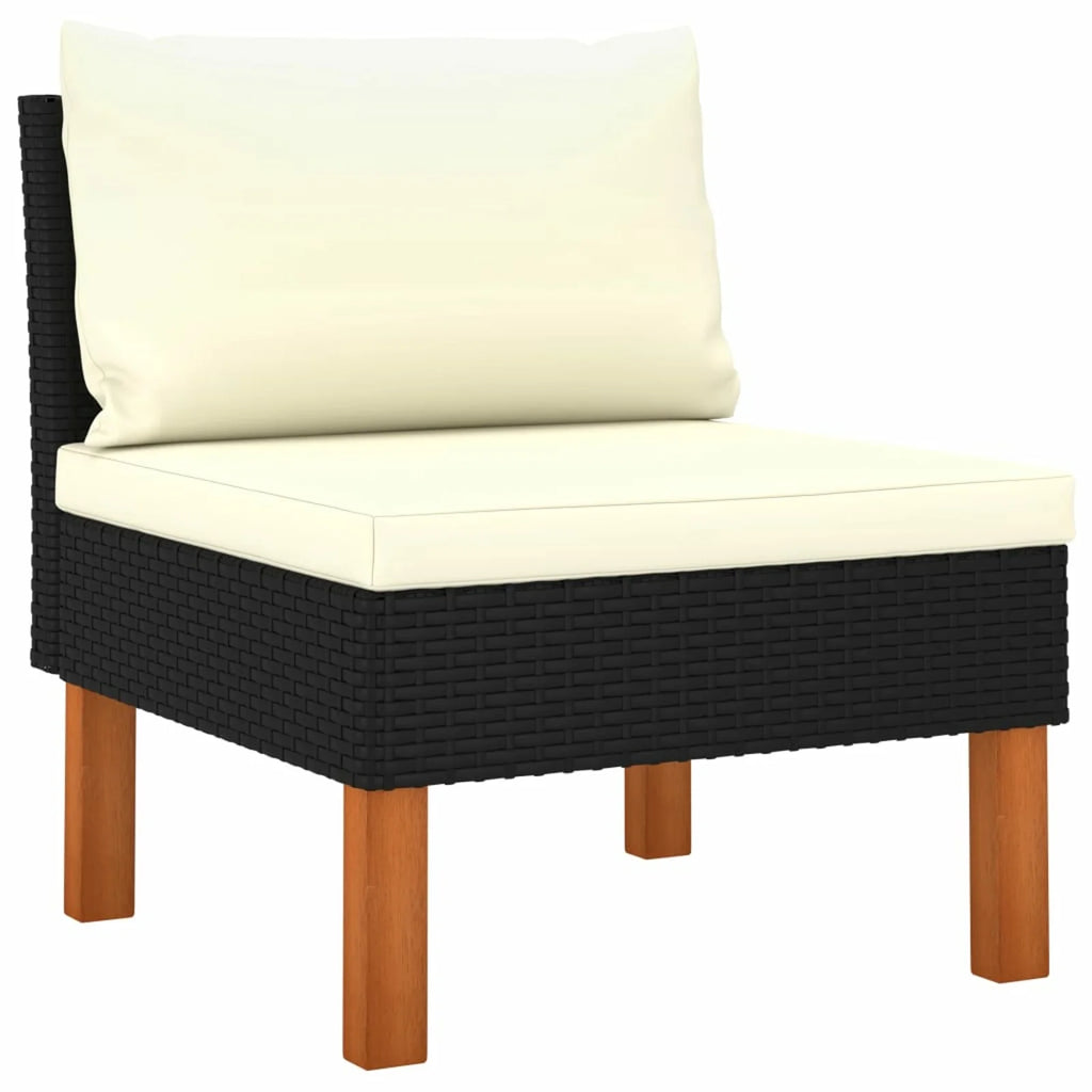 8 Piece Poly Rattan Garden Set with Cushions Black S444376