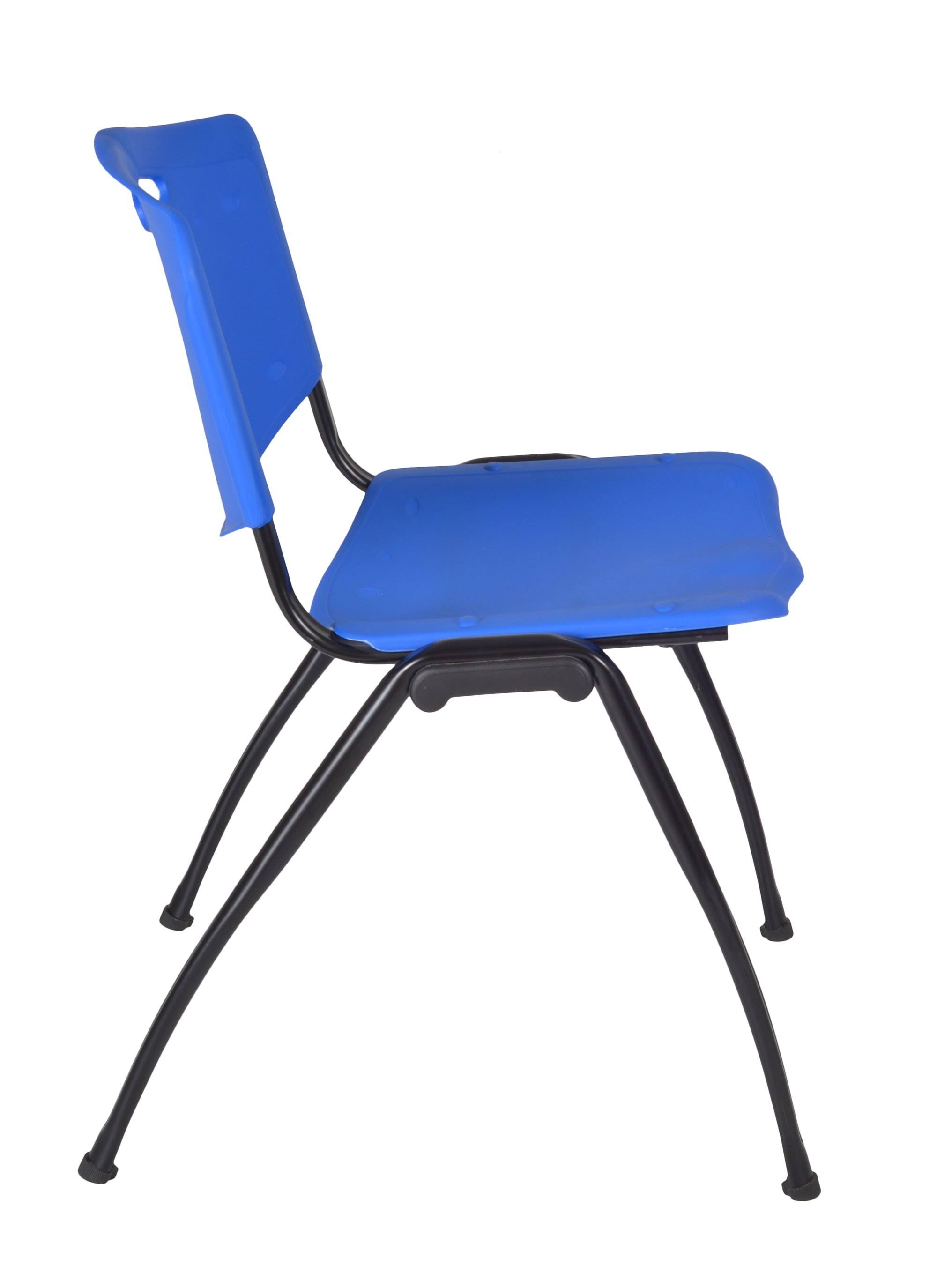 Grey Square Breakroom Table & 4 Blue Stack Chairs O656