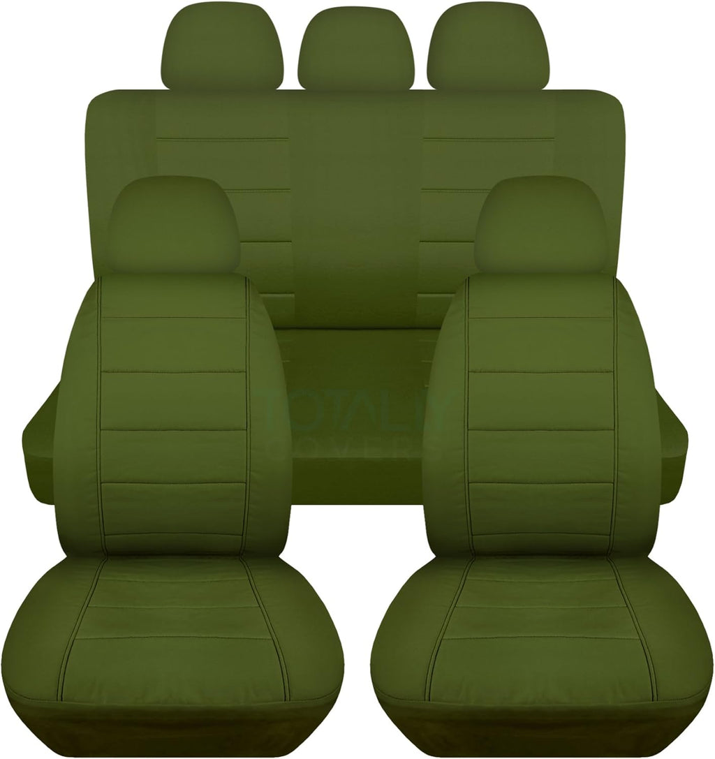 Charcoal Solid Car Seat Covers Full Set with 5 Headrest Covers Z64967