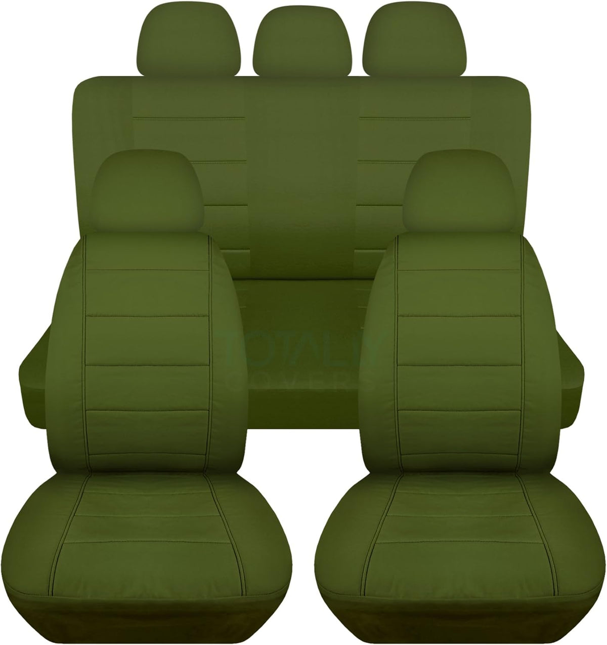 Charcoal Solid Car Seat Covers Full Set with 5 Headrest Covers Z64967