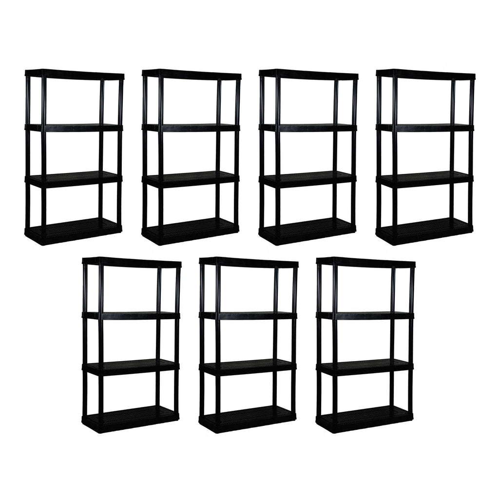4 Shelf Medium Resin Garage Storage Shelf Black 7 Pack X131