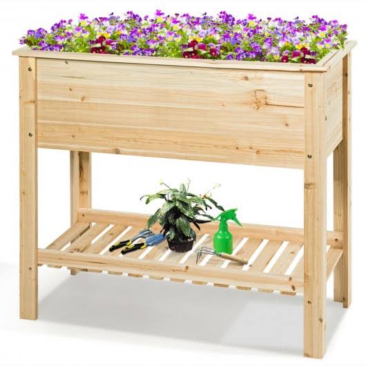Raised Garden Bed with Storage Shelf Q712