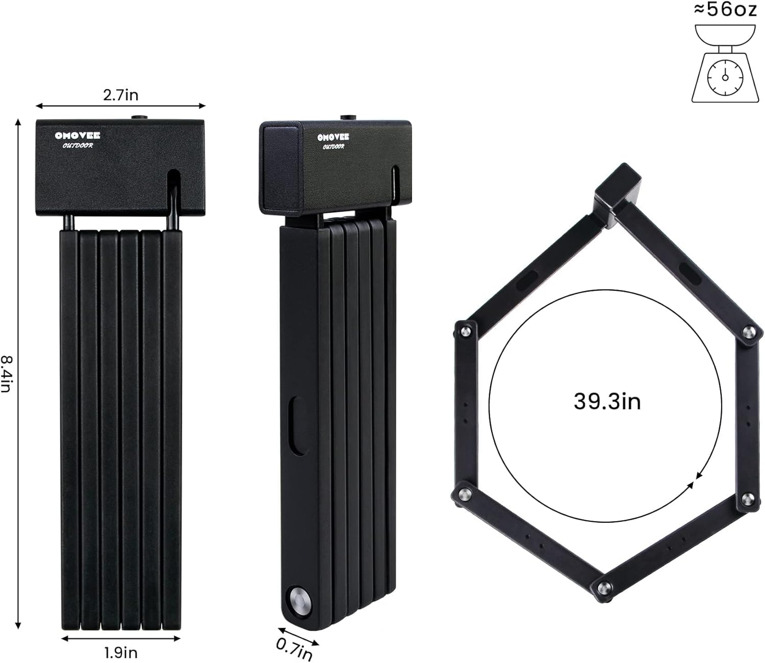 Compact Alloy Steel Bicycle Chain Lock with Carrying Storage Bracket 100 cm Pack of 2 H8470