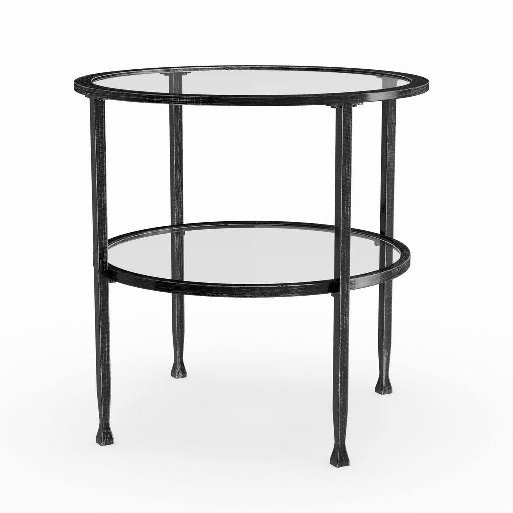 Black Metal and Glass Round End Table W912