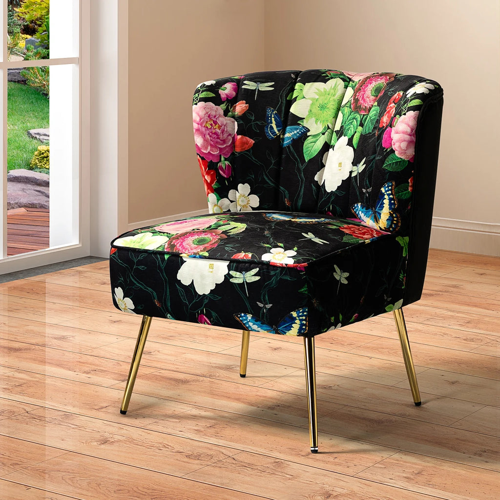 Tufted Metal Base Accent Chair R856