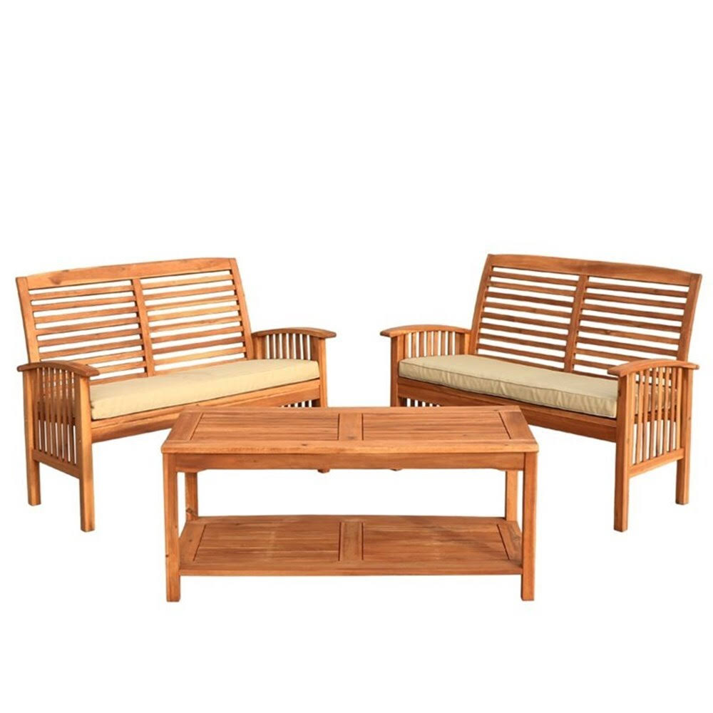 3 Piece Acacia Patio Conversation Set in Brown E2063